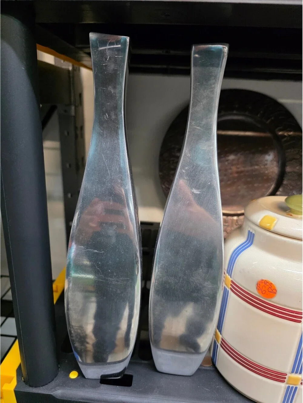Vintage Metal vases pair